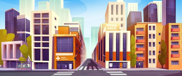 city crossroad vector illustration
