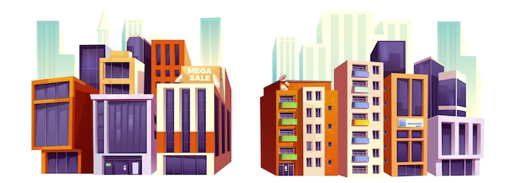 Free Vector city crossroads illustration