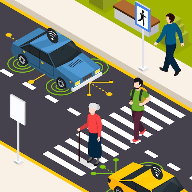 Vettore gratuito city crosswalk isometric