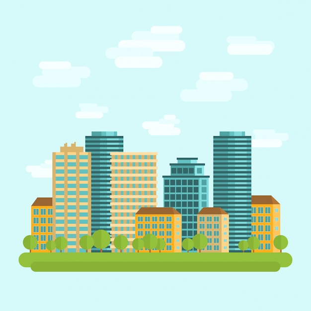 Free vector city downtown centre flat