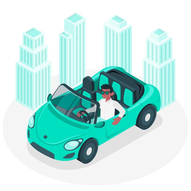 City driver concept illustration Free Vector