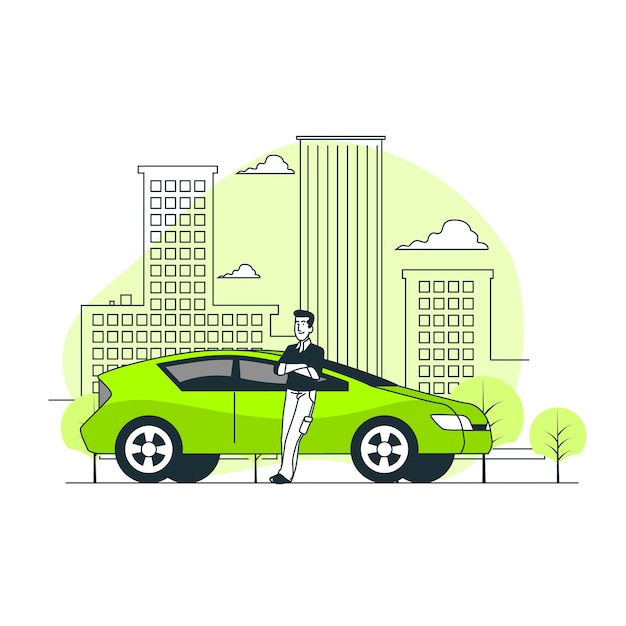 City driver concept illustration Free Vector