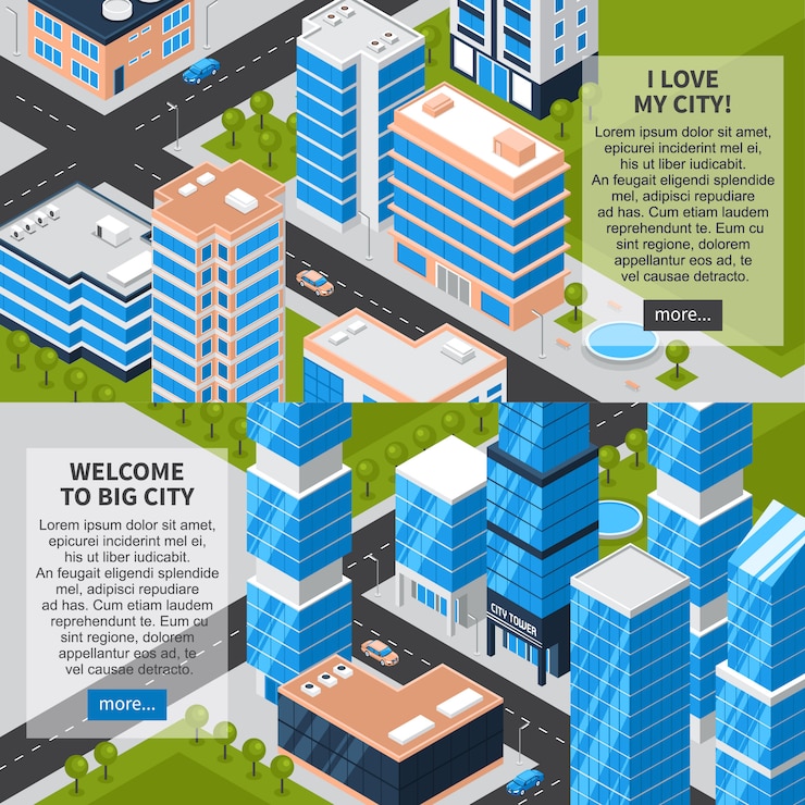 Free Vector city horizontal banners