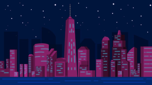 夜背景イラストベクトルの都市 プレミアムベクター