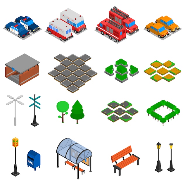 Free vector city infrastructure elements set
