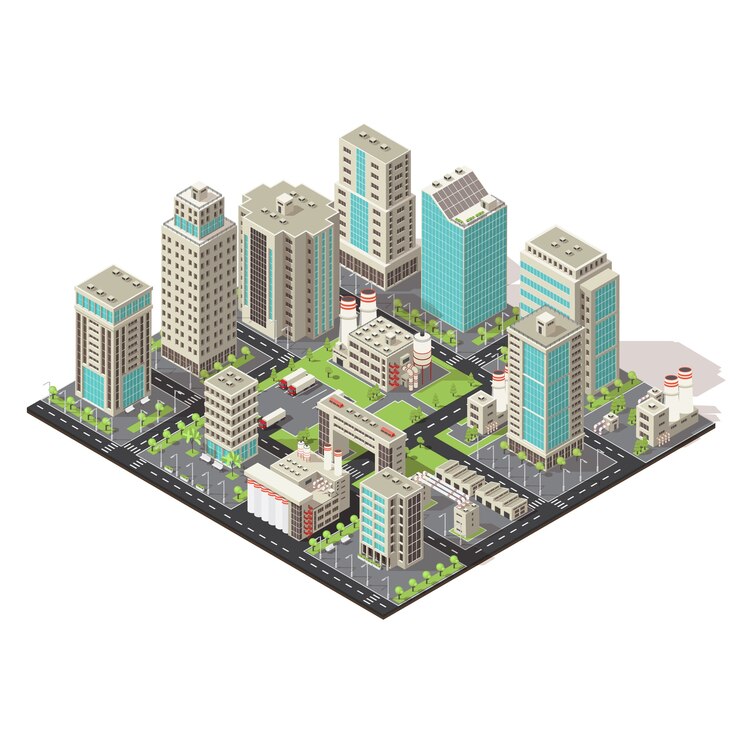Free Vector city isometric icon concept