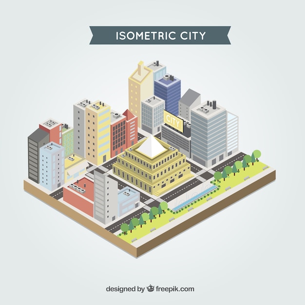 Vettore gratuito città in stile isometrico