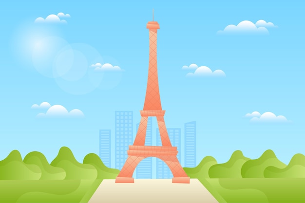 Free vector city landmarks background for video conferencing