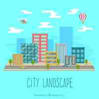 Free vector city landscape in flat design