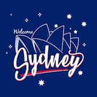 Free vector city lettering of sydney with opera house