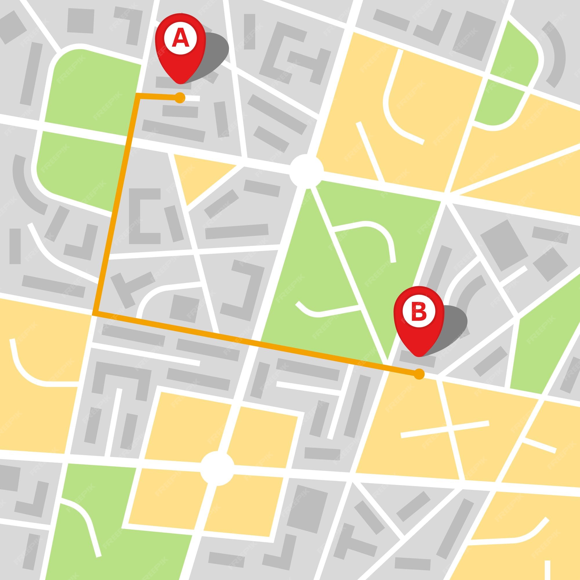 From Point A To Point B Map Premium Vector | City Map Of An Imaginary City With A Route From Point A To Point  B. Vector Illustration.