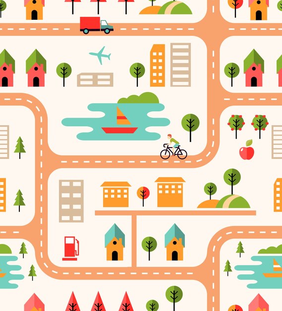 山岳道路地図ポスター 無料のベクター