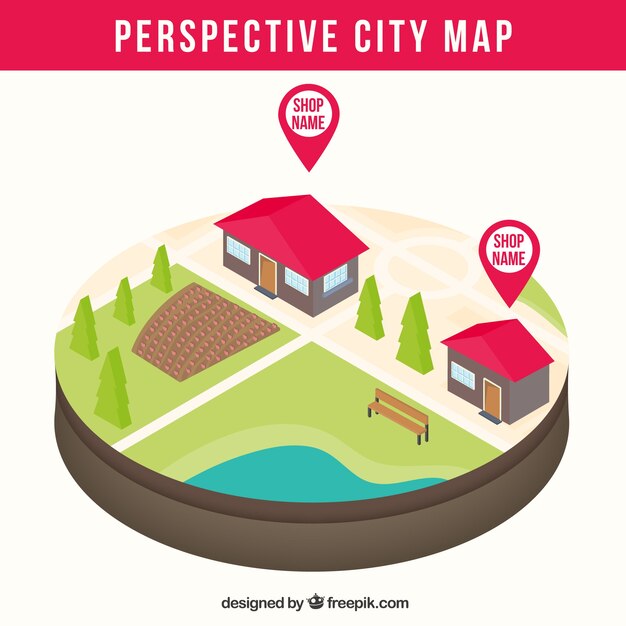 City map with perspective