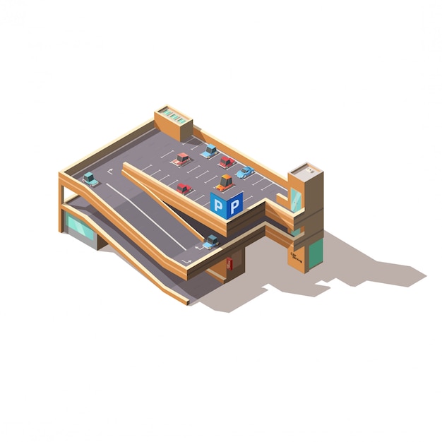 Free vector city multilevel car parking isometric vector