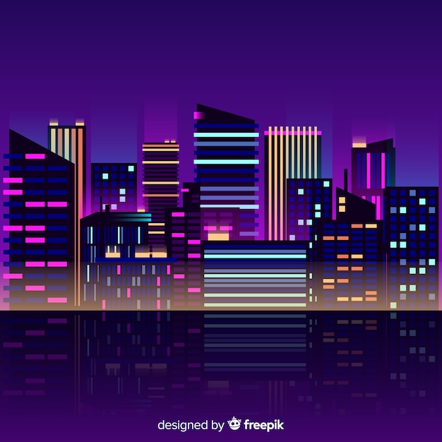 Free vector city neon background