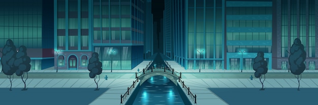 Бесплатное векторное изображение Баннер ночной набережной города