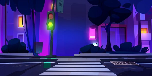 City night landscape with sidewalk