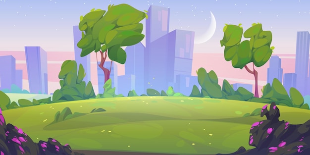 Free vector city park at early morning landscape background