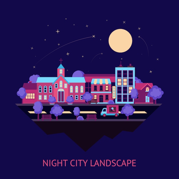 Free vector city scape night background