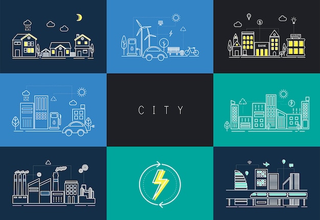 Free vector city set