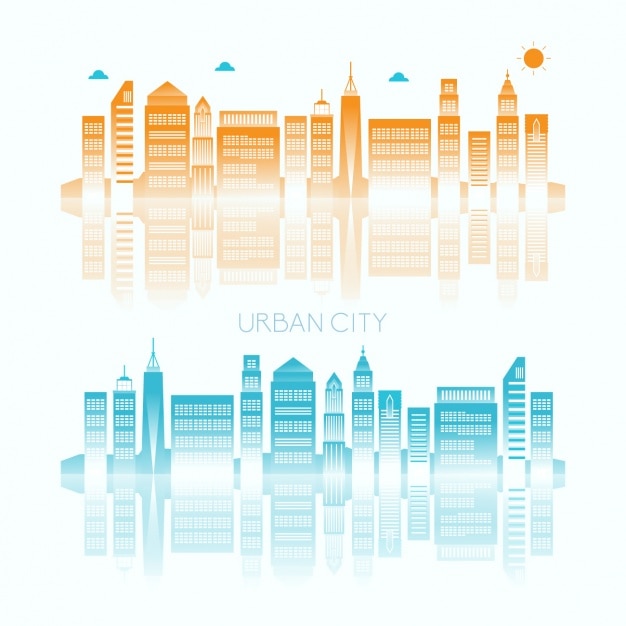Бесплатное векторное изображение Город горизонт фон