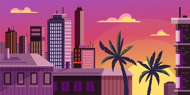 Free vector city skyline landmarks illustration