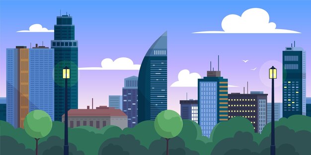 Vettore gratuito illustrazione di punti di riferimento dello skyline della città