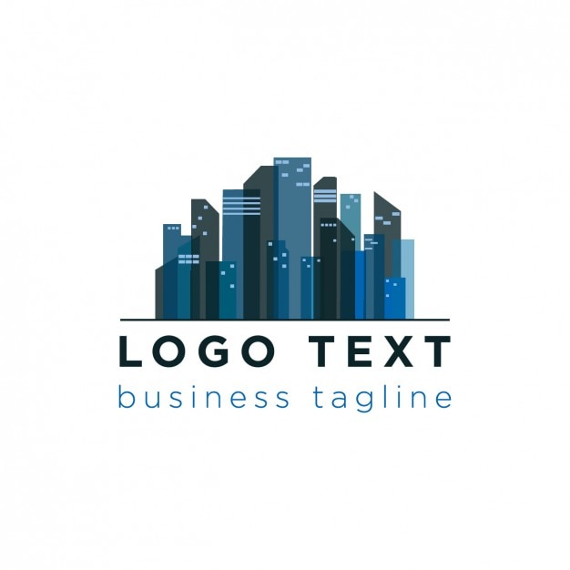 Free vector city skyline logo in blue tones