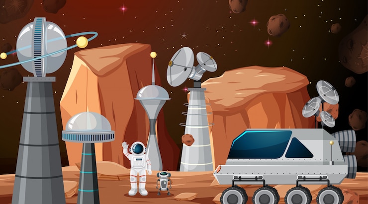 Free Vector city in space scene or background