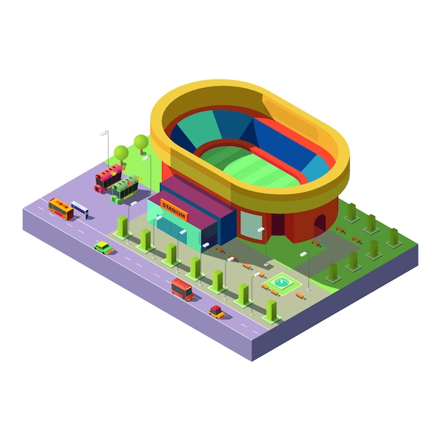 Free vector city stadium isometric projection vector icon