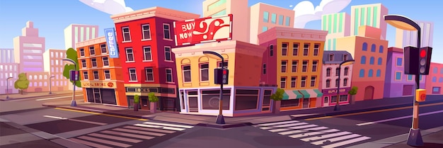 city street landscape with intersection of roads