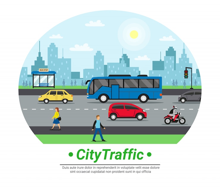 Free Vector city street traffic flat circle template