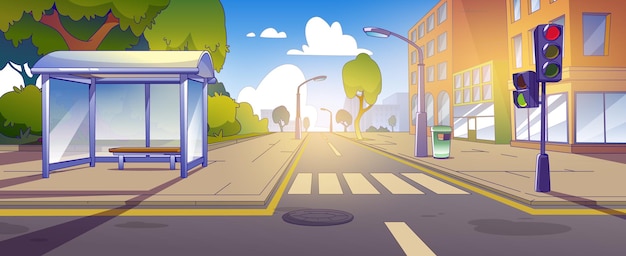 Free vector city street with road crossing and park