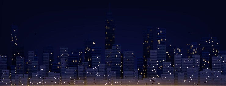 Free Vector city tech skyline with urban silhouettes