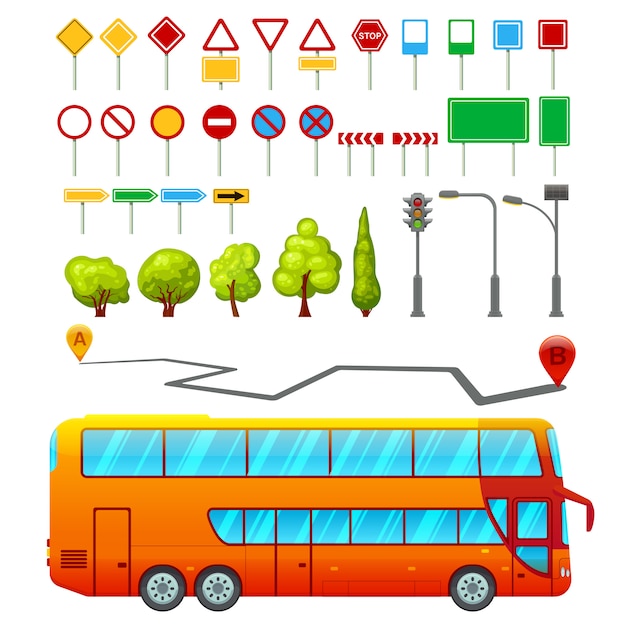 City transport elements set