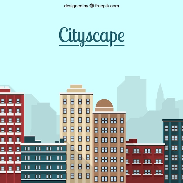 Free vector cityscape background in flat design