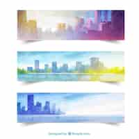 Free vector cityscape banners