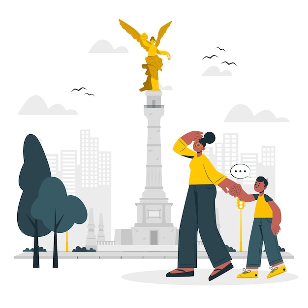 Бесплатное векторное изображение Иллюстрация концепции сьюдад-де-мексико