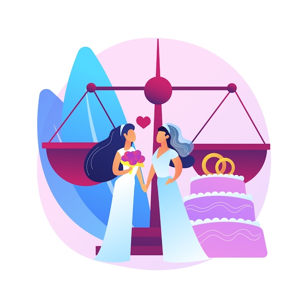 Free vector civil union abstract concept   illustration. civil homosexual partnership, same sex, two grooms, wedding day rings, gay or lesbian couple, family law, intolerance and bias