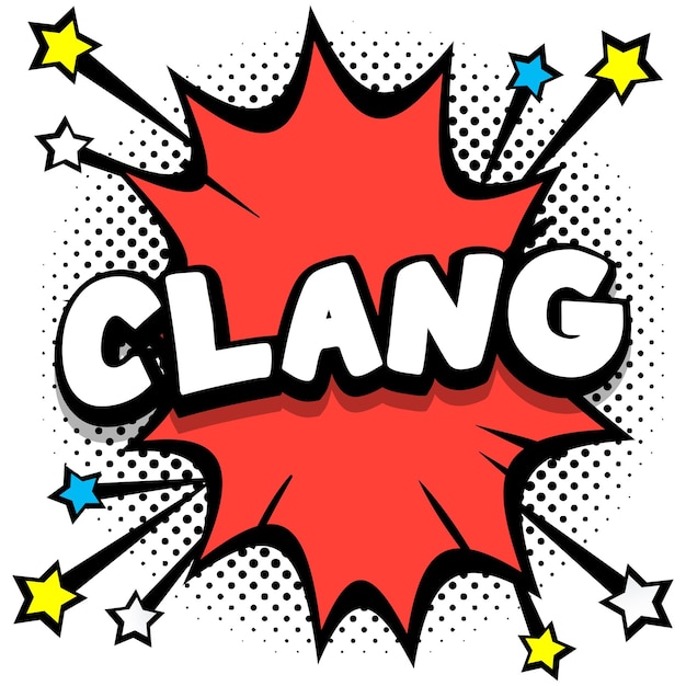 Clang pop art comic speech bubbles book sound effects