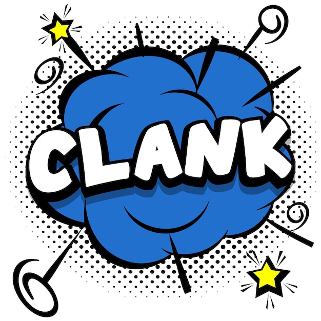Яркий шаблон Clank Comic с речевыми пузырями на красочных рамах