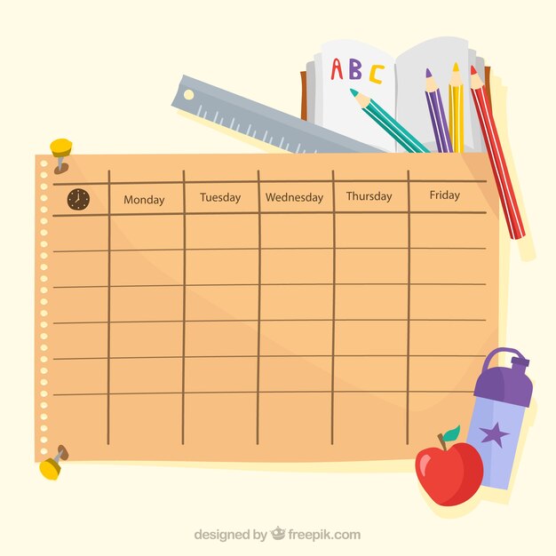 Расписание занятий и школьные элементы