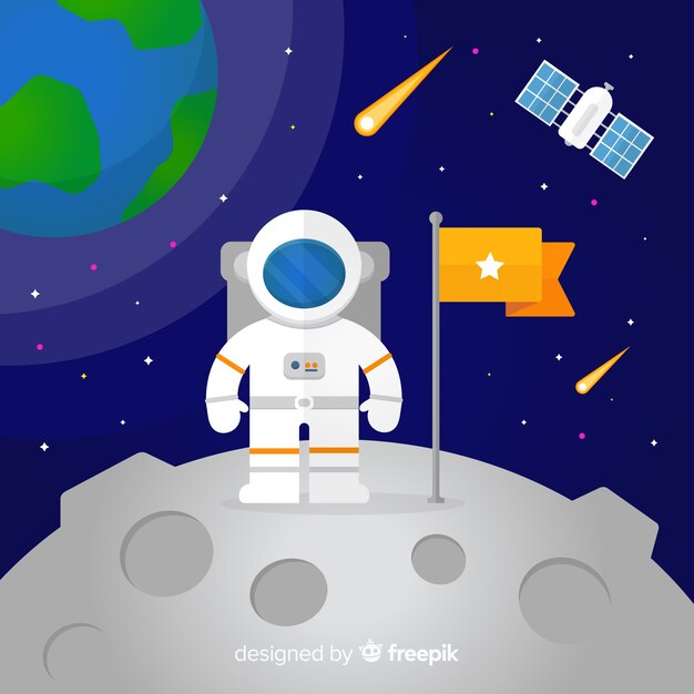 Classic astronaut character with flat design