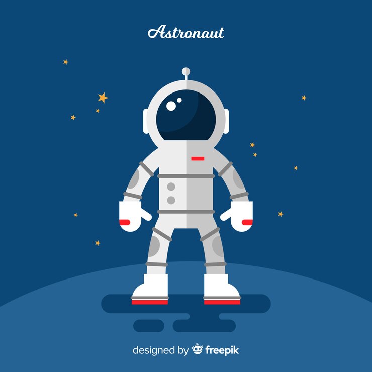 무료 Vector 평면 디자인의 클래식 우주 비행사 캐릭터