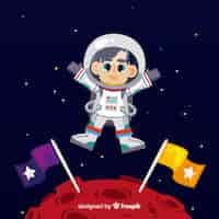 Free vector classic astronaut character with flat design