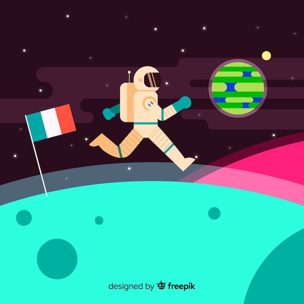 Classic astronaut character with flat design