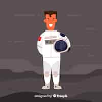 Бесплатное векторное изображение Классический персонаж космонавта с плоским дизайном