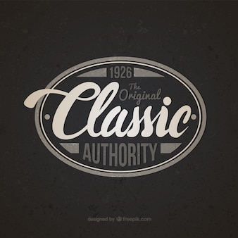 Classic authority badge over car background