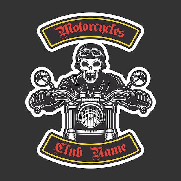 Classic biker embroidery for jacket. Motorcycle theme