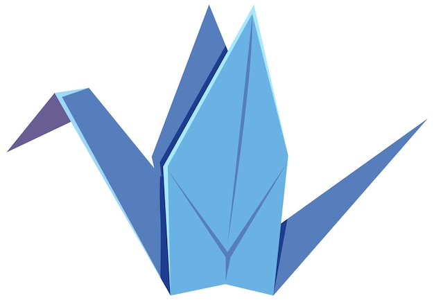 Classic blue bird origami on white background